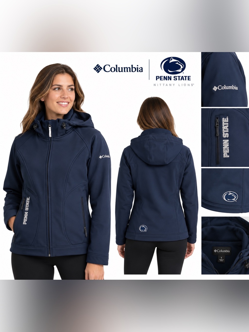 Columbia Penn State Nittany Lions Navy Hooded Softshell Jacket Women’s